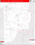 Michigan City-La Porte Metro Area Wall Map Red Line Style